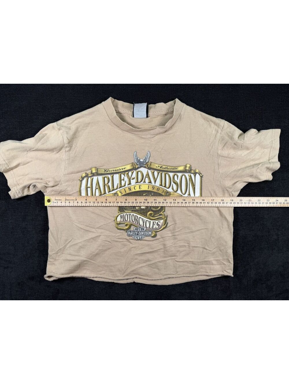 Harley-Davidson Vintage Beige Crop T-Shirt Size M - Picture 5 of 6